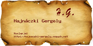 Hajnáczki Gergely névjegykártya